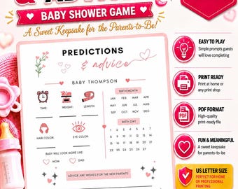 Baby Shower Predictions And Advice Card | Modern Boho Design | Printable Digital Download Game