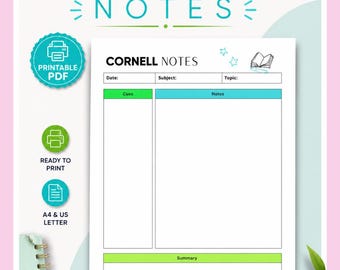 Printable Cornell Notes Template | Organized Study Sheet (A4, US Letter)