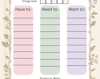 Planificador diario de reinicio para TDAH / Lista de tareas imprimible para madres neurodivergentes