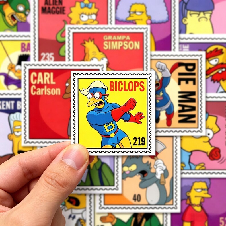 Simpsons Stamp Stickers, Springfield Cartoon Characters, Retro Postage ...