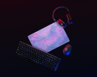 Pastel Shrine Desk Mat, Anime Gaming Mousepad, Kawaii Japanese Workspace Decor