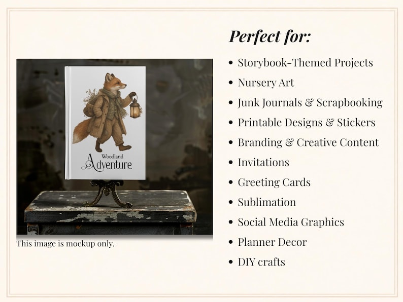 Woodland Storybook Lifestyle Clipart Bundle, Cottagecore Woodland Animals, Cozy Scenes (Digital Download) image 12