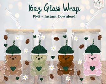 Glass Bear 16oz Glasverpackung PNG - DIGITAL DOWNLOAD