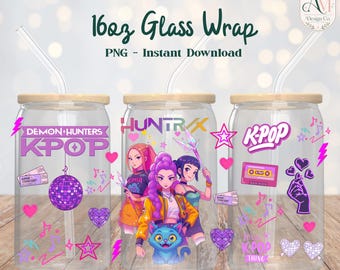 Demon Hunters 16oz Glass Wrap PNG - DIGITAL DOWNLOAD