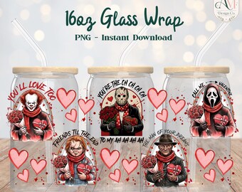 Film d'emballage de verre 16 oz - Horror Villains PNG - TÉLÉCHARGEMENT NUMÉRIQUE