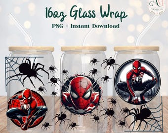 Emballage de verre de super-héros de 16 oz PNG - TÉLÉCHARGEMENT NUMÉRIQUE
