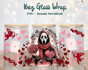 Film d'emballage de verre 16 oz - Horror Villains PNG - TÉLÉCHARGEMENT NUMÉRIQUE