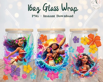 Papier d'emballage en verre de 16 oz d'inspiration princesse PNG - TÉLÉCHARGEMENT NUMÉRIQUE