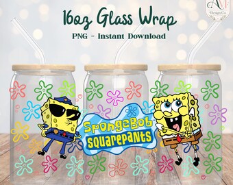 Sponge and Friends 16oz Glass Wrap PNG - DIGITAL DOWNLOAD