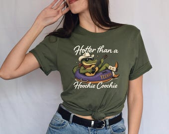 Hotter Than A Hoochie Coochie Tshirt, Vintage Country Music Mens Shirt, Retro Western Cowboy Hat Graphic Tee, Southern Festival Outfit