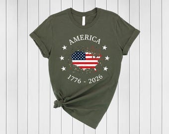Vintage America Map Tshirt, Distressed USA 1776-2026 Graphic Tee