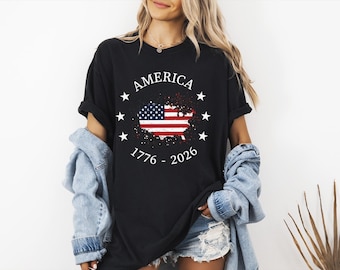 Vintage America 1776 2026 Comfort Colors Shirt, Distressed USA Map Patriotic Mens Tshirt, 250 Years Semiquincentennial Tee, Guy 4th of July