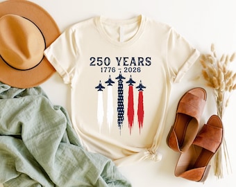 250 Years USA Flag Jet T-Shirt: 1776-2026 Patriotic Apparel