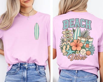 Retro Beach Vibes Tshirt, Vintage Surfboard Graphic Mens Shirt, Tropical Summer Vacation Tee