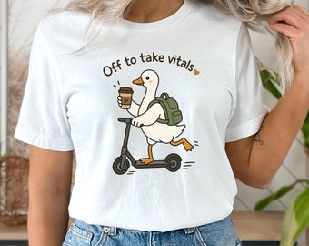 Funny Duck Scooter Coffee Graphic Tee, Retro 1776 Patriotic Shirt