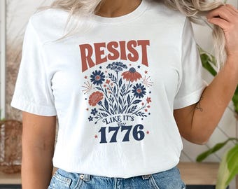 Retro Resist Like Its 1776 Tshirt, Patriotic Graphic Tee, 4th of July Mens Shirt