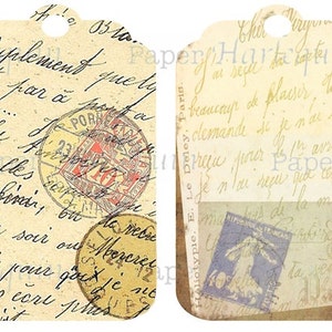 French Script Digital Collage Vintage Style TAGS for Cards, ATC, Scrapbooks, Invites, Albums image 3