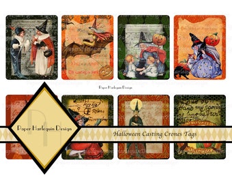 Halloween Witches PRINTABLE Download  Vintage Tags