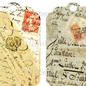 French Script Digital Collage Vintage Style TAGS for Cards, ATC, Scrapbooks, Invites, Albums image 2