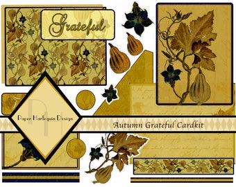 Thanksgiving Grateful DYI Digital Autumn Card kit