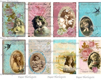 Edwardian Darlings Victorian Blooms French Ephemera TAGS Altered ART scrapBOOK
