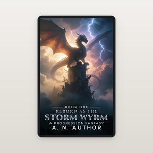 Premade Dragon Book Cover, Storm and Lightning Art for LitRPG Progression Fantasy Authors image 5