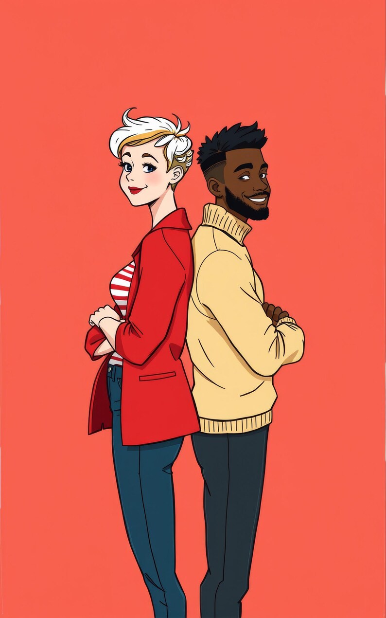 Premade Enemies to Lovers Rom Com Back to Back Couple Book Cover Art (Digital File) image 3