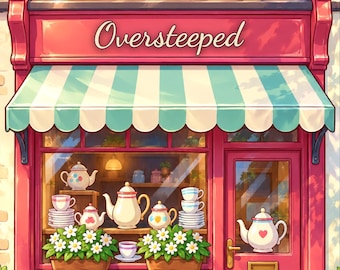 Premade Cozy Mystery Book Cover, Pink Tea Room Storefront, Tea Shop Ebook Design