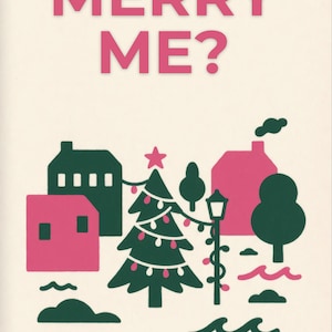 Premade Rom Com Book Cover, Village Tree in Two Colours Art for Christmas Authors image 1