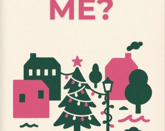 Premade Rom Com Book Cover, Village Tree in Two Colours Art for Christmas Authors