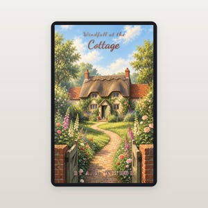 Premade Cozy Mystery Book Cover, Thatched Cottage Garden, English Village Ebook Design image 2