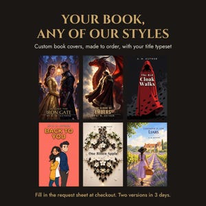Custom Book Cover Made to Order in Any of Our Styles, Your Title Typeset afbeelding 1