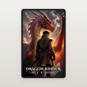 Premade Fantasy Book Cover, Young Man and Copper Dragon Art for Dragon Rider Authors image 2