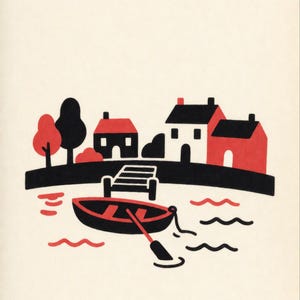 Premade Cozy Mystery Book Cover, Rowing Boat on the Pond, Two Colour Ebook Design image 3