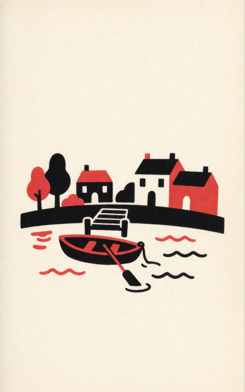 Premade Cozy Mystery Book Cover, Rowing Boat on the Pond, Two Colour Ebook Design image 3