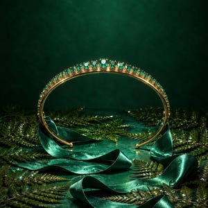 Premade Romantasy Book Cover, Emerald Diadem on Green Velvet Art for Fae Court Authors image 3