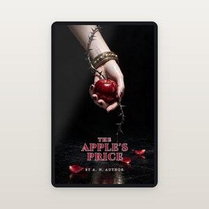 Premade Dark Romance Book Cover, Bitten Apple in Hand, Forbidden Fruit Ebook Design image 2