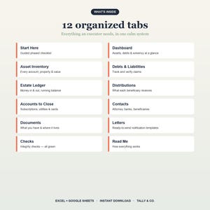 Organisator nalatenschap, controlelijst nalatenschap, activaschuldentracker (digitale download) afbeelding 5