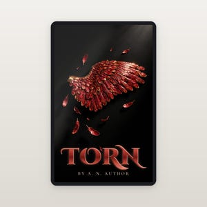 Premade Sci Fi Book Cover, Hammered Crimson Metal Wing Art for Space Opera Authors image 2