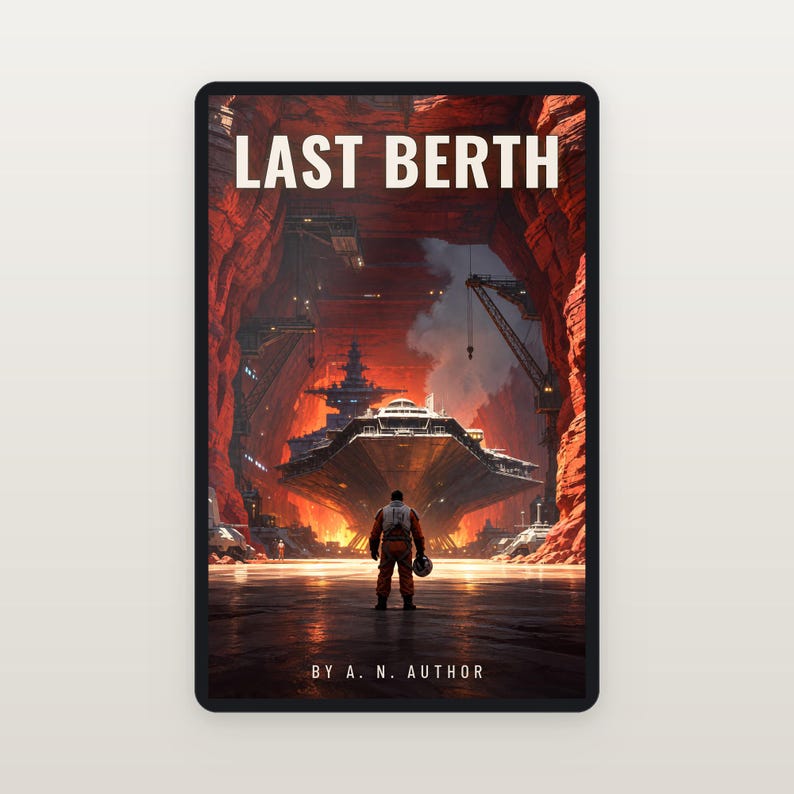 Premade Sci Fi Book Cover, Pilot Before a Docked Starship Art for Space Opera Authors image 2