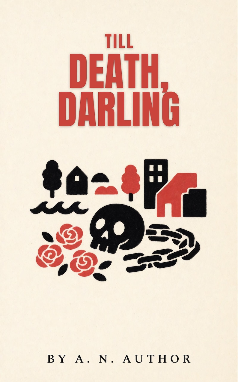 Premade Dark Romance Book Cover, Tattoo Flash Style, Skull and Roses Ebook Design image 1