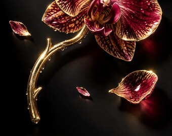 Crimson Glass Orchid Sci-Fi Book Cover, Literary Science Fiction (Digital Download)