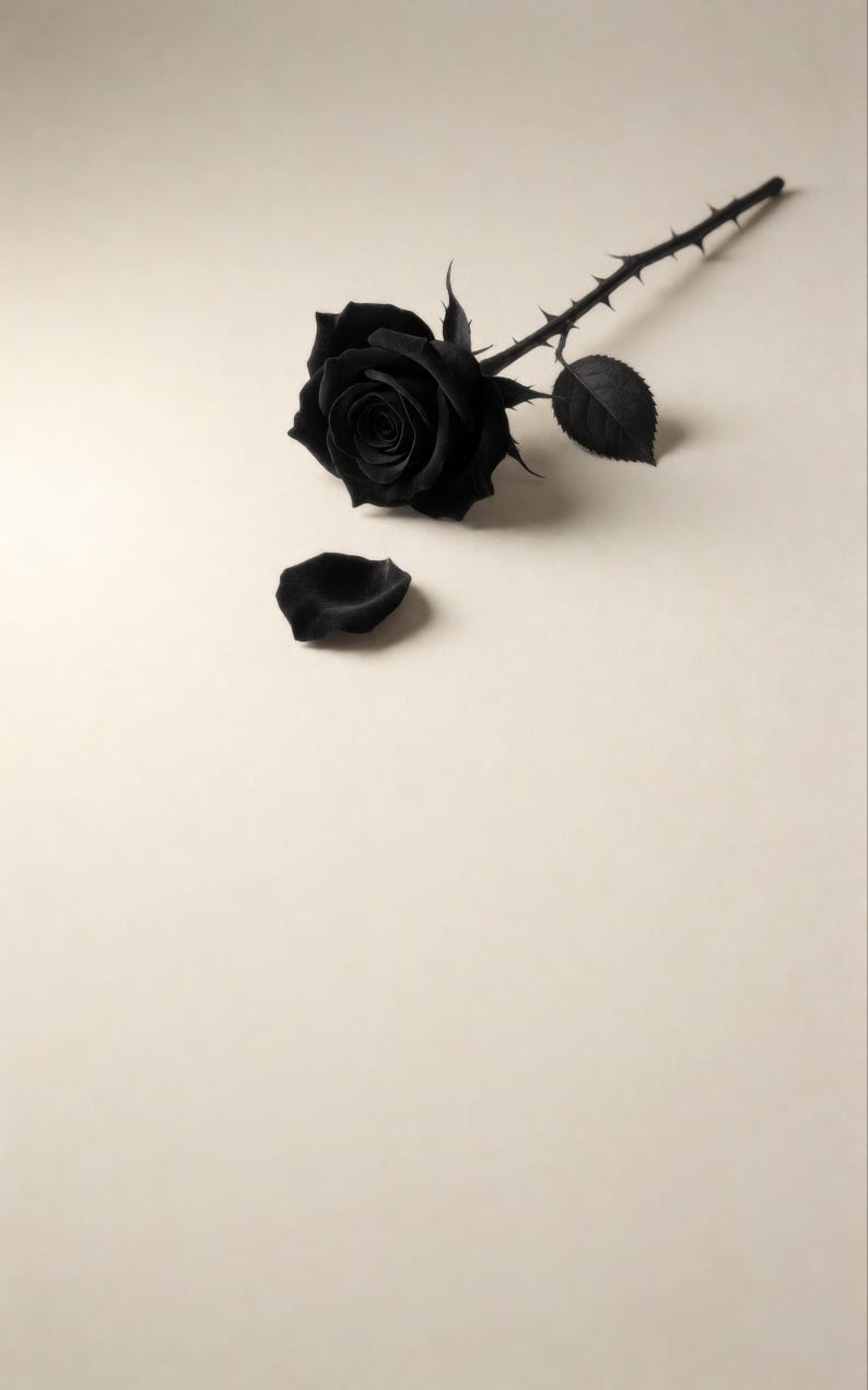 Premade Dark Romance Book Cover, Single Rose on Cream, Black Rose Ebook Design image 3