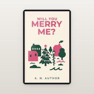 Premade Rom Com Book Cover, Village Tree in Two Colours Art for Christmas Authors image 2