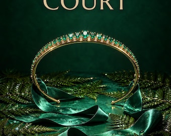 Premade Romantasy Book Cover, Emerald Diadem on Green Velvet Art for Fae Court Authors