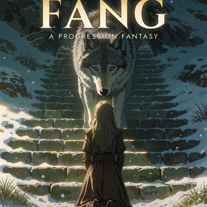 Premade Fantasy Book Cover, White Wolf and Kneeling Girl Art for Spirit Wolf Authors image 2