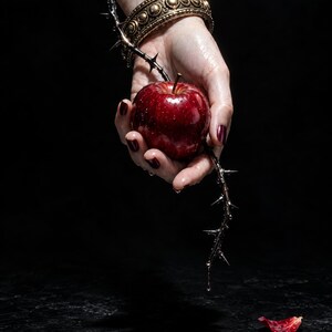 Premade Dark Romance Book Cover, Bitten Apple in Hand, Forbidden Fruit Ebook Design image 3