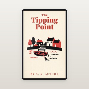 Premade Cozy Mystery Book Cover, Rowing Boat on the Pond, Two Colour Ebook Design image 2