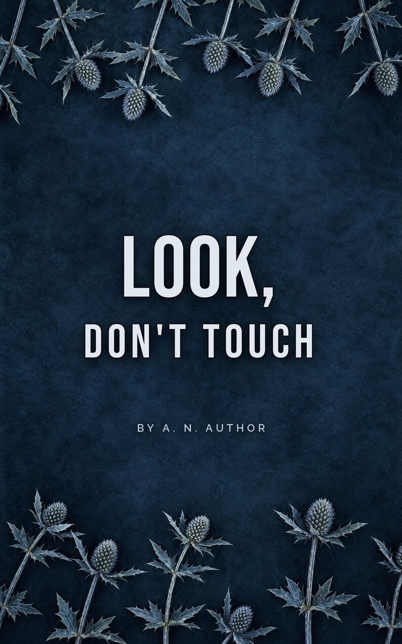 Premade Dark Romance Book Cover, Frosted Sea Holly on Slate, Bold Typography Ebook Design image 1