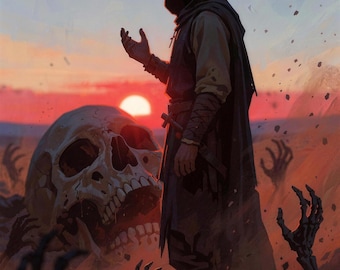 Premade Dark Fantasy Book Cover, Skulls and Rising Undead Art for Necromancer Authors